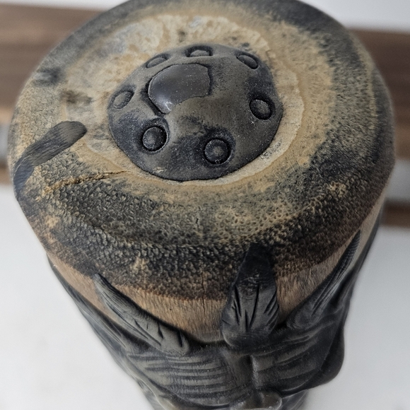 hand-carved bamboo incense holder, Native relief art - Picture 5 of 6